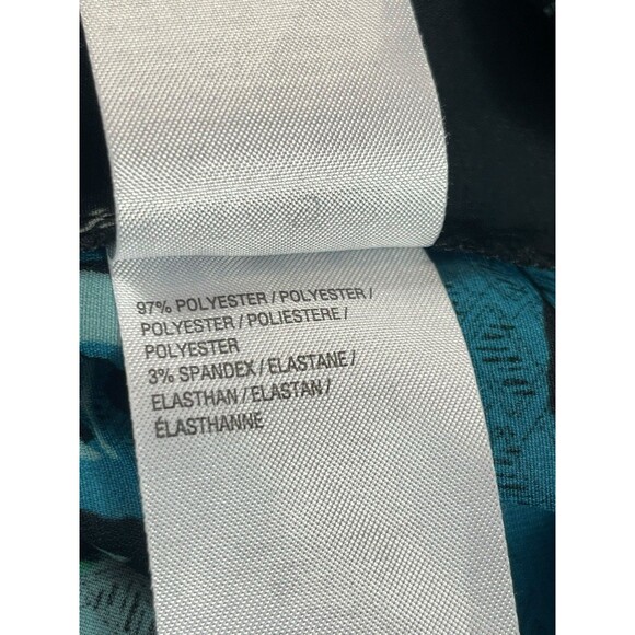 Bob Mackie Wearable Art 2X Teal Blue Floral Abstract Print Sheer Button Up Top - Picture 7 of 13